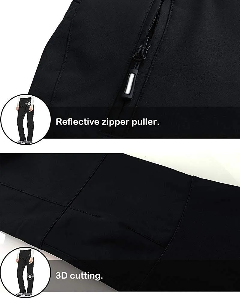 Outdoor Ventures Women's Sleek Waterproof Softshell Fleece Lined Ski Snow Insulated High Rise Hiking Pants with Bottom Zipper