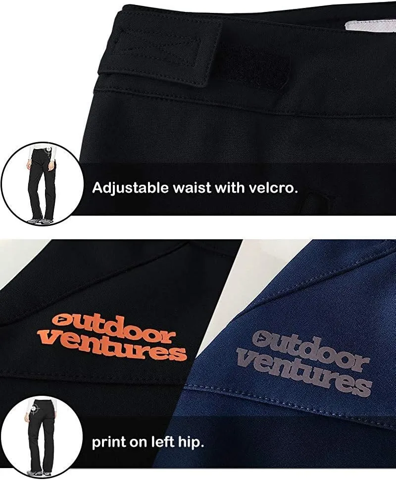 Outdoor Ventures Women's Sleek Waterproof Softshell Fleece Lined Ski Snow Insulated High Rise Hiking Pants with Bottom Zipper
