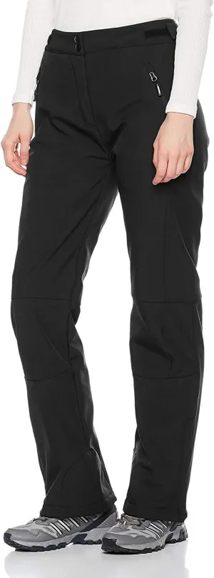 Outdoor Ventures Women's Sleek Waterproof Softshell Fleece Lined Ski Snow Insulated High Rise Hiking Pants with Bottom Zipper