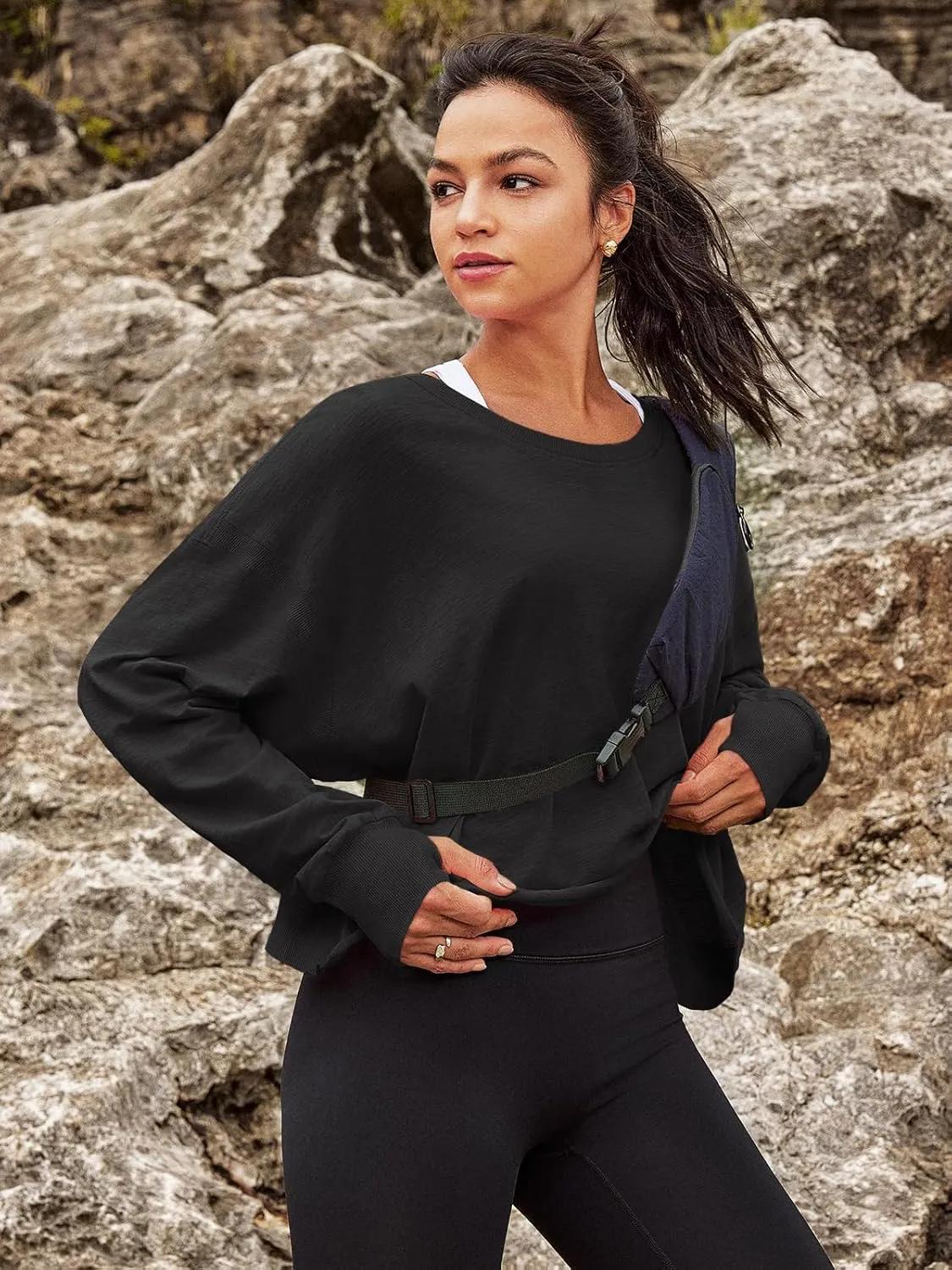 Panadila Womens Open Back Workout Top Long Sleeve Athletic Shirts Casual Crop Running Tee Y2k Yoga
