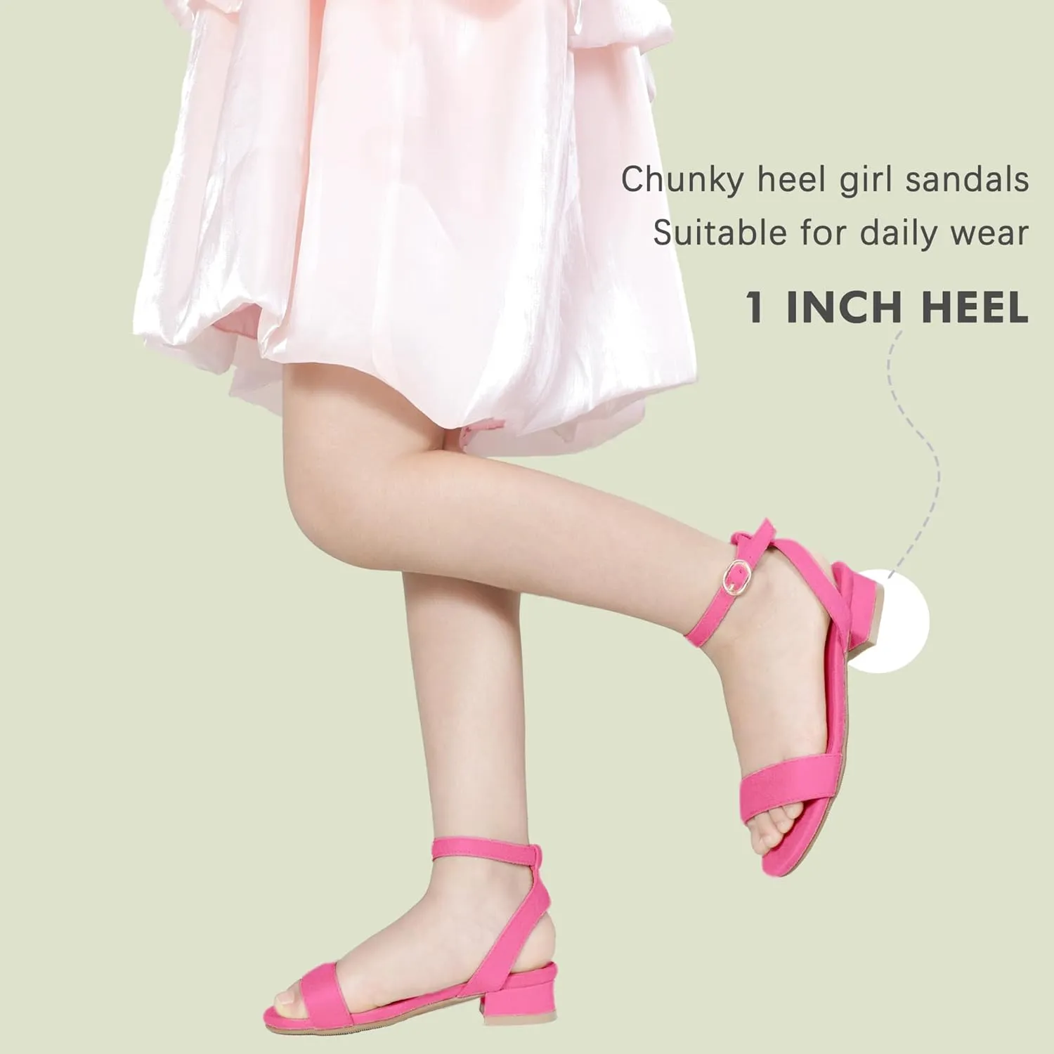 PANDANINJIA Girls Sandals Low Heels Dress Shoes Open Toe Flower Girl Wedding Party for Little Big Kid Dress Sandals