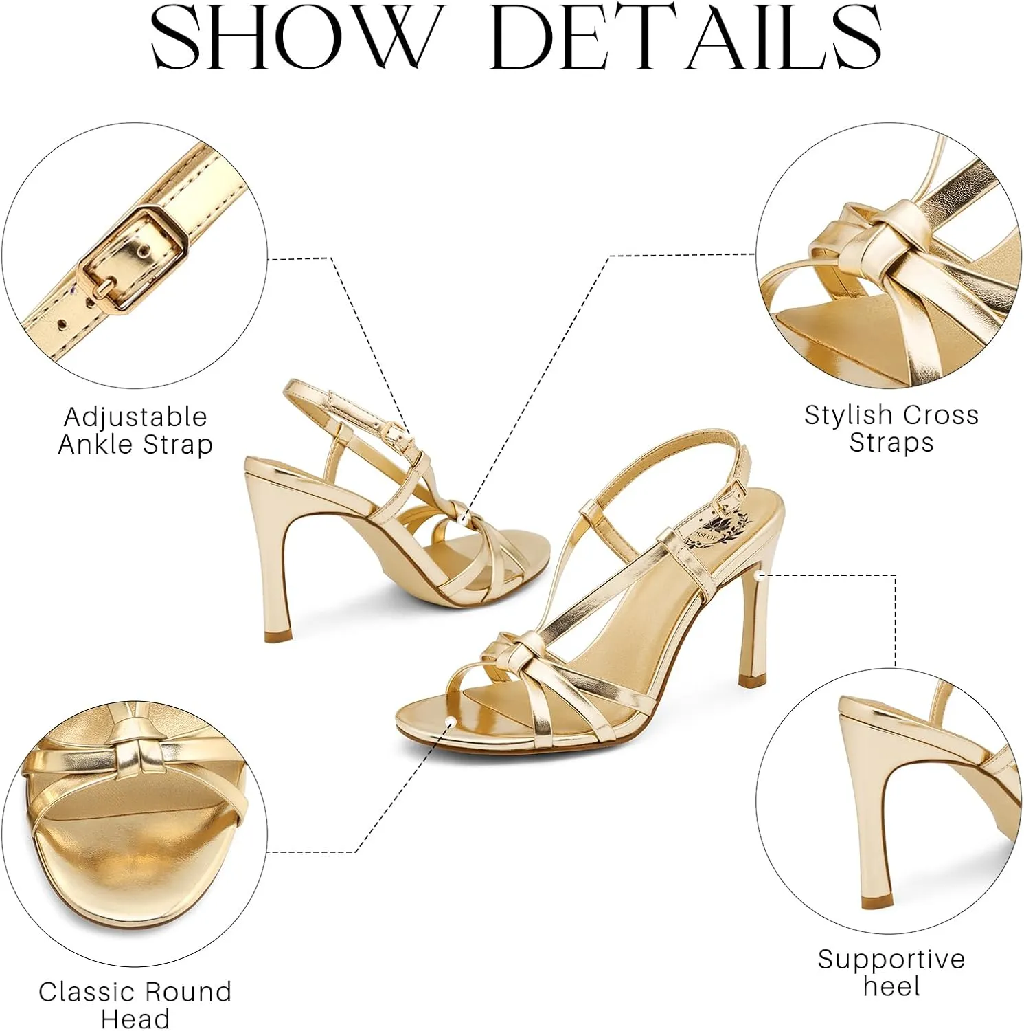 Pasuot Strappy Heeled Sandals for Women - Open Toe Ankle Strap Stiletto High Heels, Round Toe Sexy Cross Strap Adjustable Buckle Thin Heel for Women Ladies Summer Homecoming Party Dress