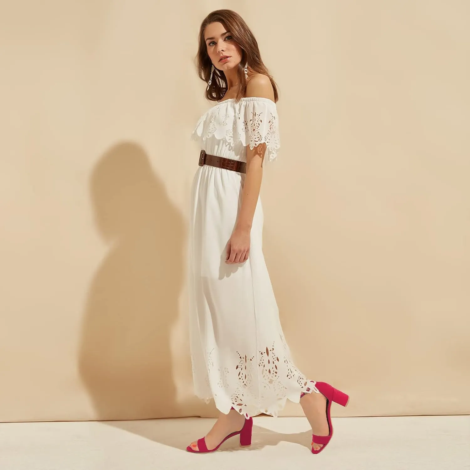 PIZZ ANNU Women's Open Toe Ankle Strap Low Block Chunky Heels Sandals Party Dress Pumps Shoes Strappy Buckle Sandals with 2.6" Tall Thick Heel Design