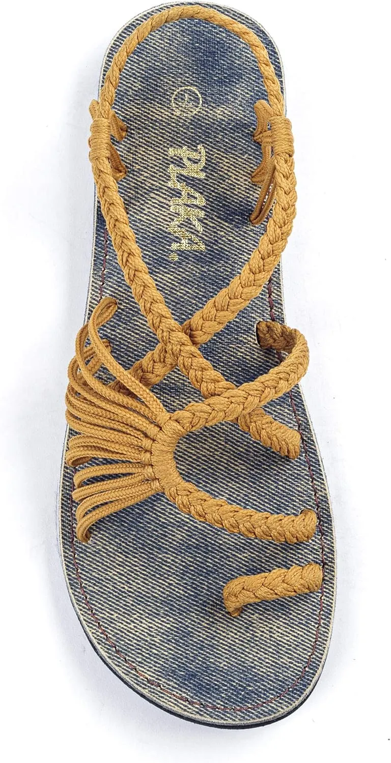 Plaka Flat Sandals for Women Palm Leaf