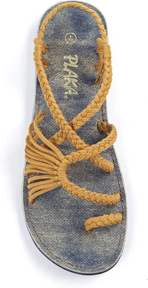 Plaka Flat Sandals for Women Palm Leaf
