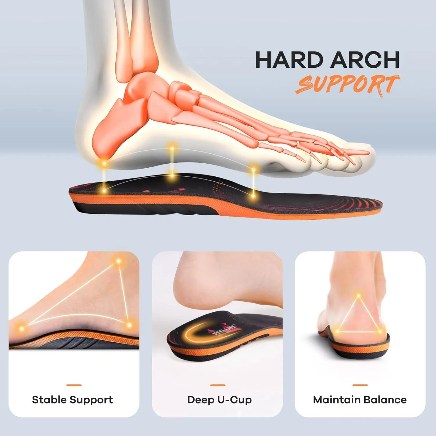 Plantar Fasciitis Relief Shoe Insoles [1-Pair], Arch Support Insoles, Running Athletic Gel Shoe Inserts, Orthotic Inserts for Arch Pain [Trim to Fit: Women 4-8]