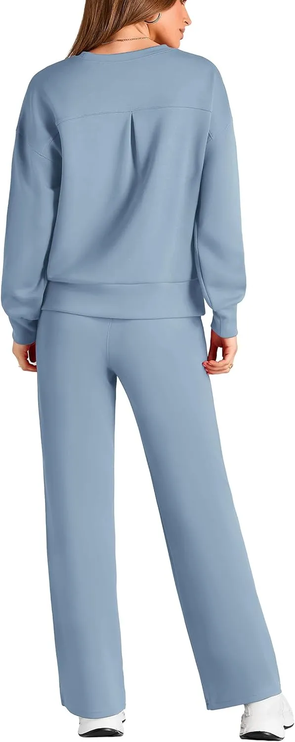 PRETTYGARDEN Women's 2 Piece Outfits 2025 Winter Long Sleeve Pullover Tops And Long Pants Lounge Sets Tracksuit