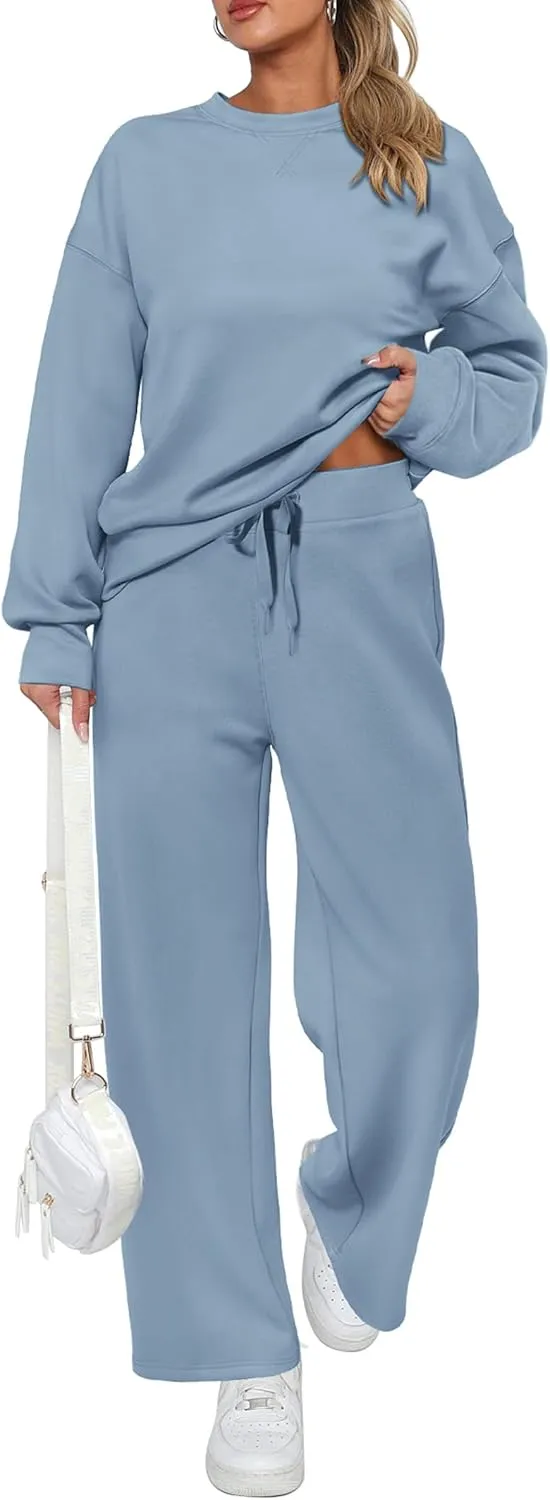 PRETTYGARDEN Women's 2 Piece Outfits 2025 Winter Long Sleeve Pullover Tops And Long Pants Lounge Sets Tracksuit