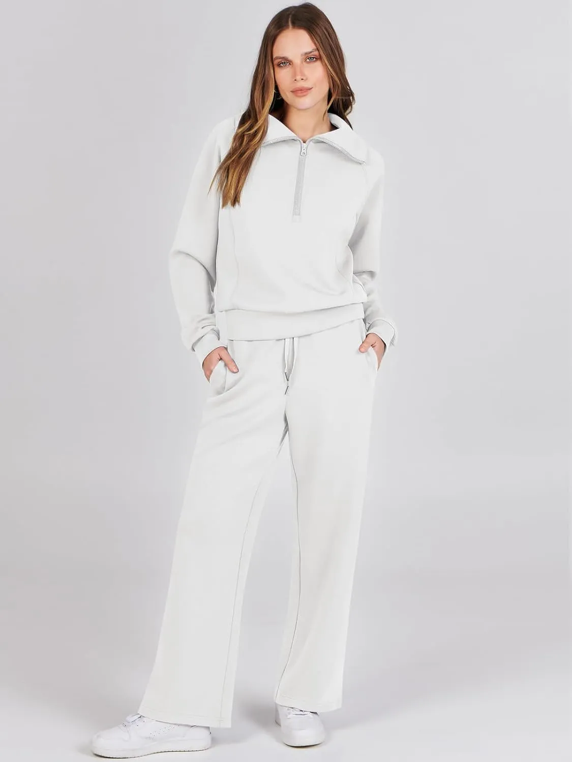 Prinbara Women 2 Piece Outfits Lounge Sets 2024 Winter Oversized Sweatshirt Wide Leg Pant Casual Matching Sweat Set Tracksuit