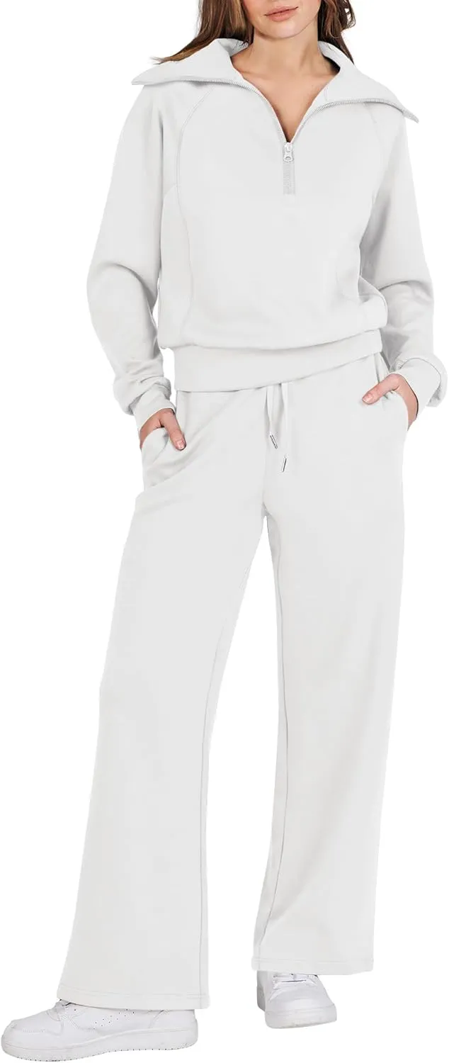 Prinbara Women 2 Piece Outfits Lounge Sets 2024 Winter Oversized Sweatshirt Wide Leg Pant Casual Matching Sweat Set Tracksuit