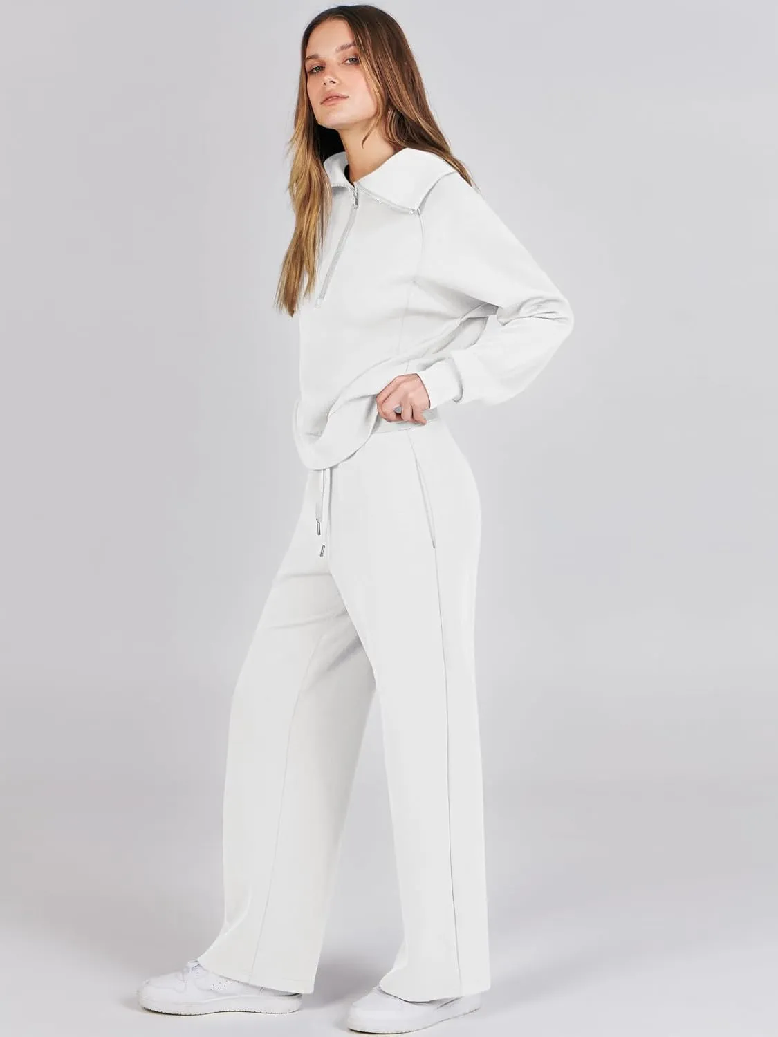 Prinbara Women 2 Piece Outfits Lounge Sets 2024 Winter Oversized Sweatshirt Wide Leg Pant Casual Matching Sweat Set Tracksuit