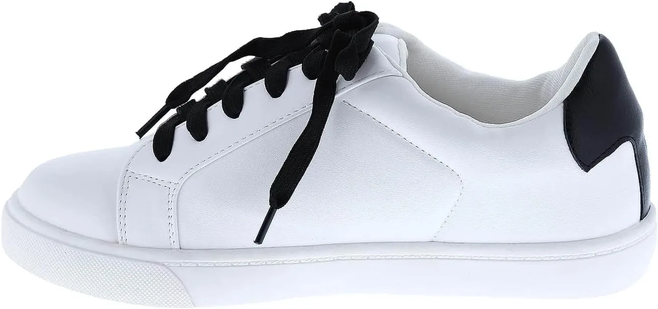 PU Leather Y2K Stylish White Tennis Shoes Slip On Platform Sneakers Star Embroidery Casual Lightweight Low Top for Women Everyday Walking School Travel Streetwear
