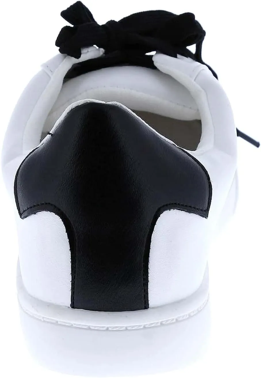 PU Leather Y2K Stylish White Tennis Shoes Slip On Platform Sneakers Star Embroidery Casual Lightweight Low Top for Women Everyday Walking School Travel Streetwear