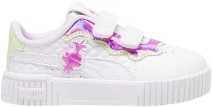 PUMA Toddler Girls Trolls X Carina 2.0 V Metallic Slip On Sneakers Shoes Casual - White - Size 7 M