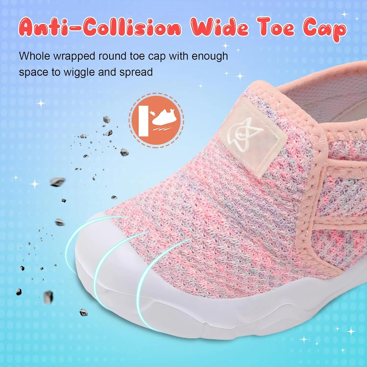 QFH Toddler Shoes Boys Girls Sneakers Comfy Barefoot Shoes Kids Adjustable Hook and Loop Walking Shoes Wide Toe Box Breathable Shoes