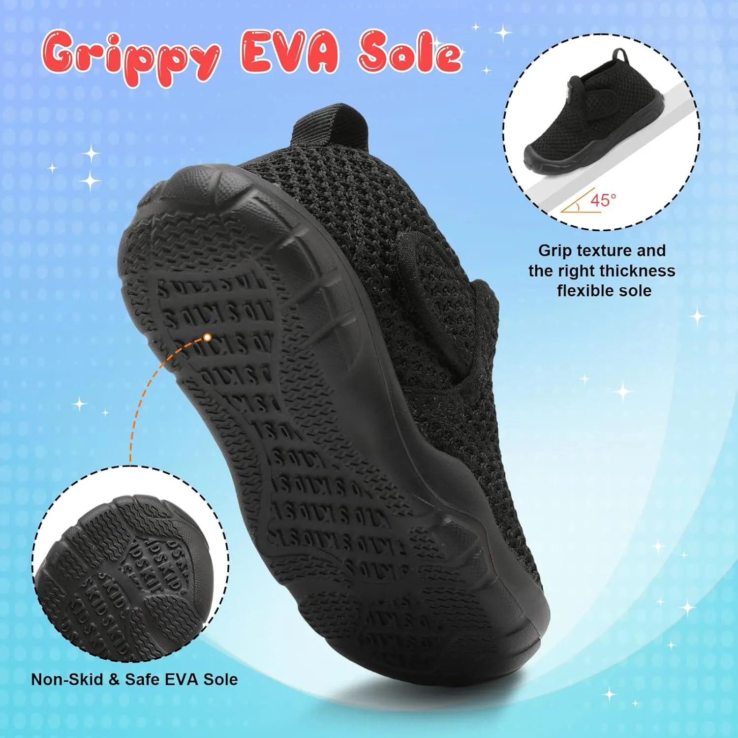 QFH Toddler Shoes Boys Girls Sneakers Comfy Barefoot Shoes Kids Adjustable Hook and Loop Walking Shoes Wide Toe Box Breathable Shoes