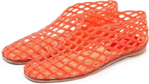 Red Jelly Mesh Ballet Flats for Women Clear Hollow Jellies Flat Sandals Beach Slip-on Ballerina Shoes
