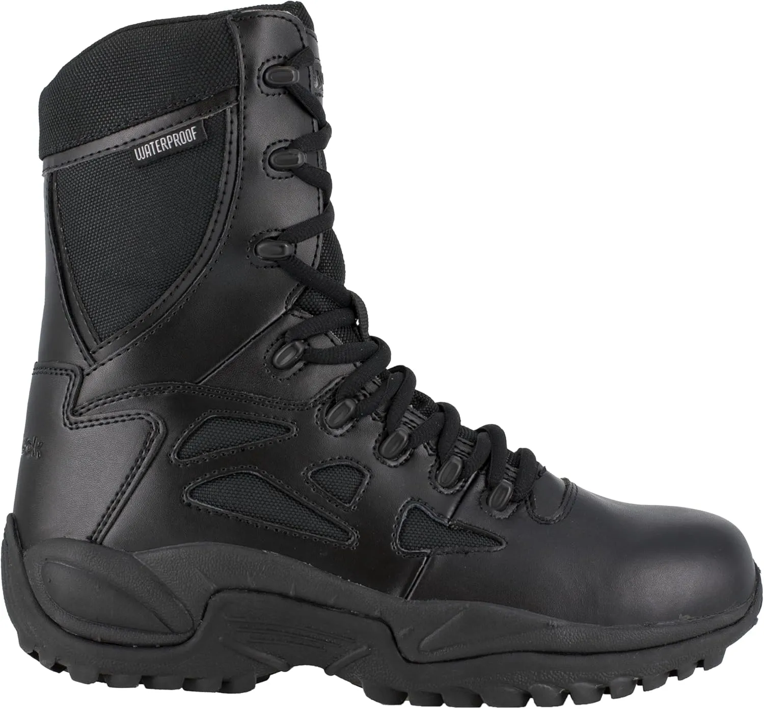 Reebok Work Men's RB8877 Rapid Response RB Soft Toe 8" StealthTactical Waterproof Boot with Side Zipper Black Military & Tactical