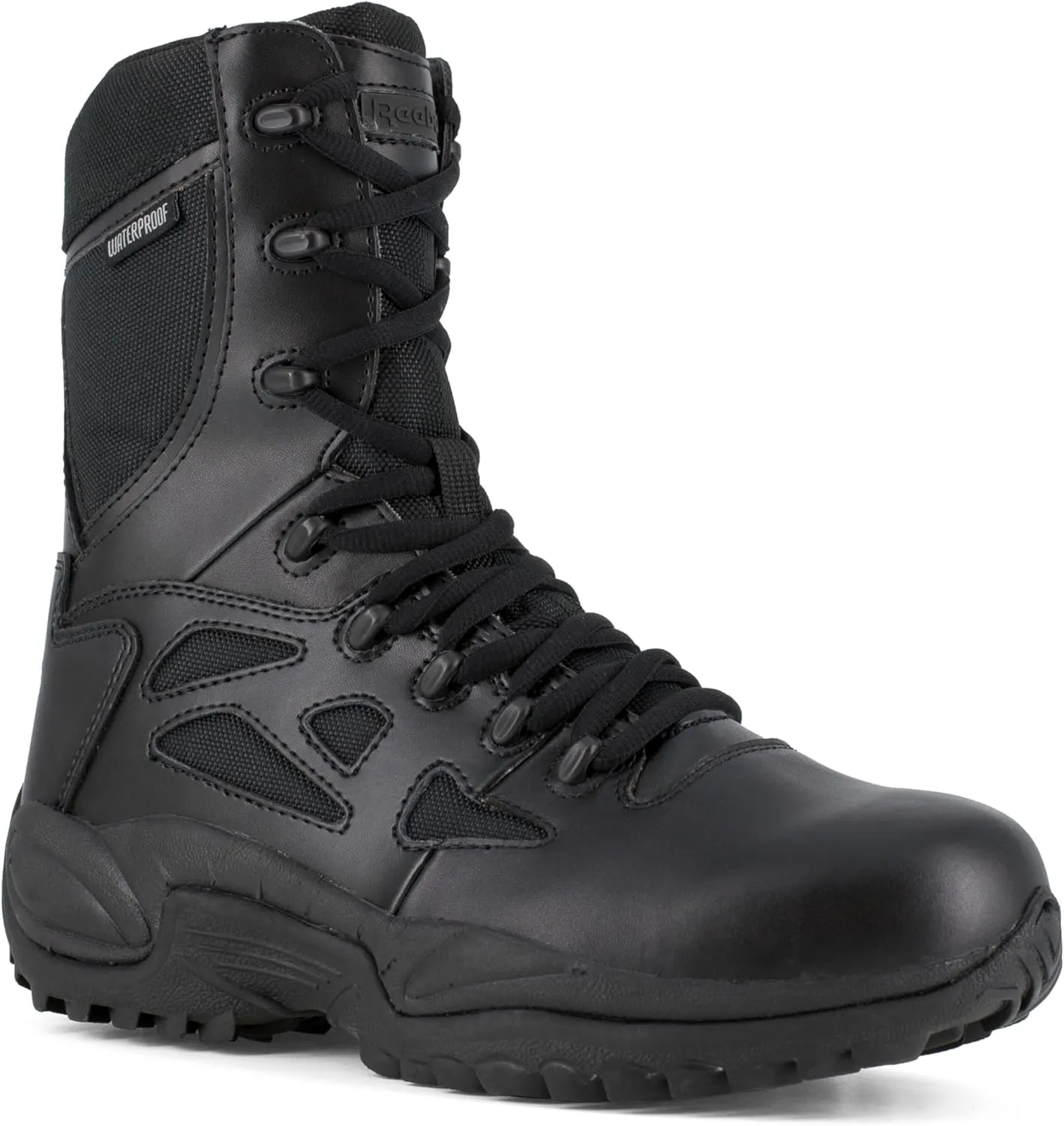Reebok Work Men's RB8877 Rapid Response RB Soft Toe 8" StealthTactical Waterproof Boot with Side Zipper Black Military & Tactical