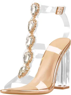 Richealnana Women's Rhinestones Crystal Sandals