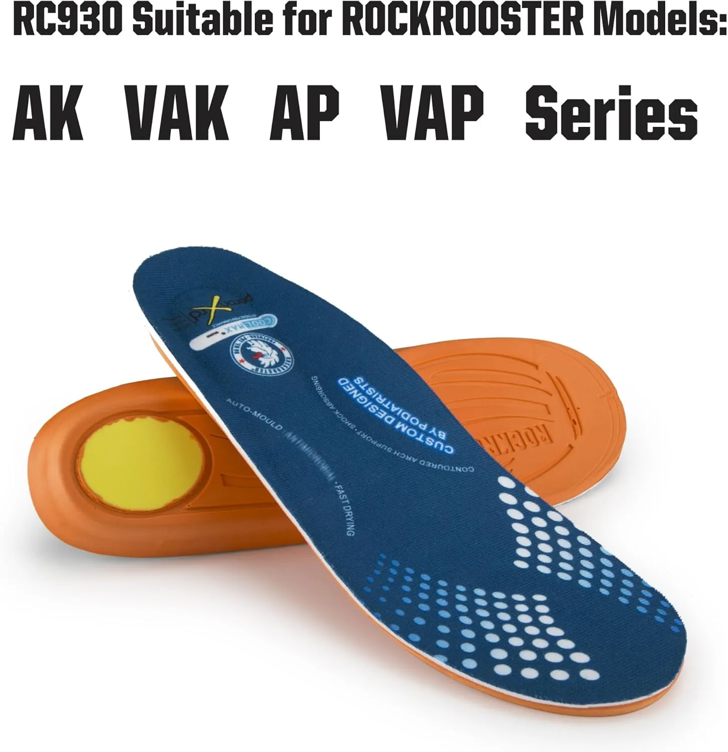 ROCKROOSTER Memory Foam Anti-Fatigue Insoles for Work Boots, Heavy Duty Support Inserts for Men & Women, Arch Support, Fits and Distributes Foot Pressure, Slow Rebound, Standing All Day (RC930-S)