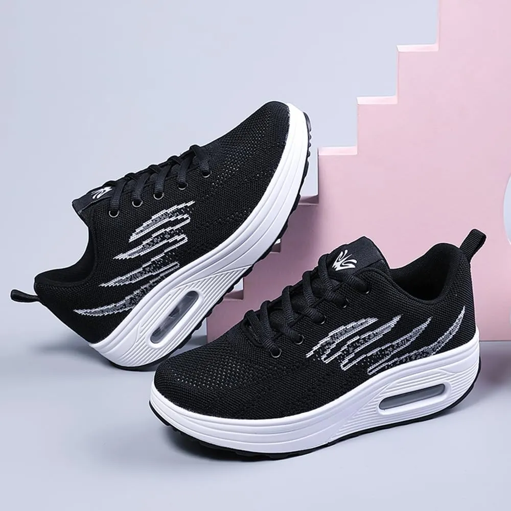 RUIDENG Platform Sneakers for Women Air Cushion | Walking Shoes Women Comfortable All Day | Thick Rocker Bottom