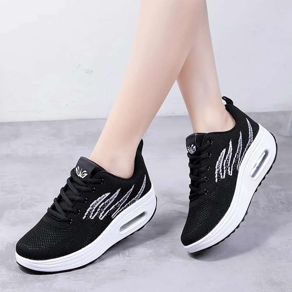 RUIDENG Platform Sneakers for Women Air Cushion | Walking Shoes Women Comfortable All Day | Thick Rocker Bottom