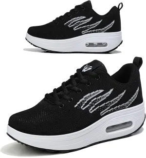 RUIDENG Platform Sneakers for Women Air Cushion | Walking Shoes Women Comfortable All Day | Thick Rocker Bottom