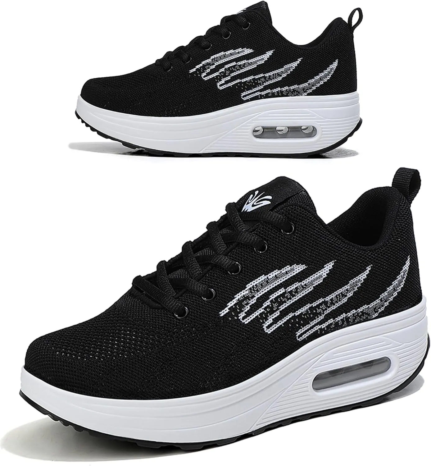 RUIDENG Platform Sneakers for Women Air Cushion | Walking Shoes Women Comfortable All Day | Thick Rocker Bottom