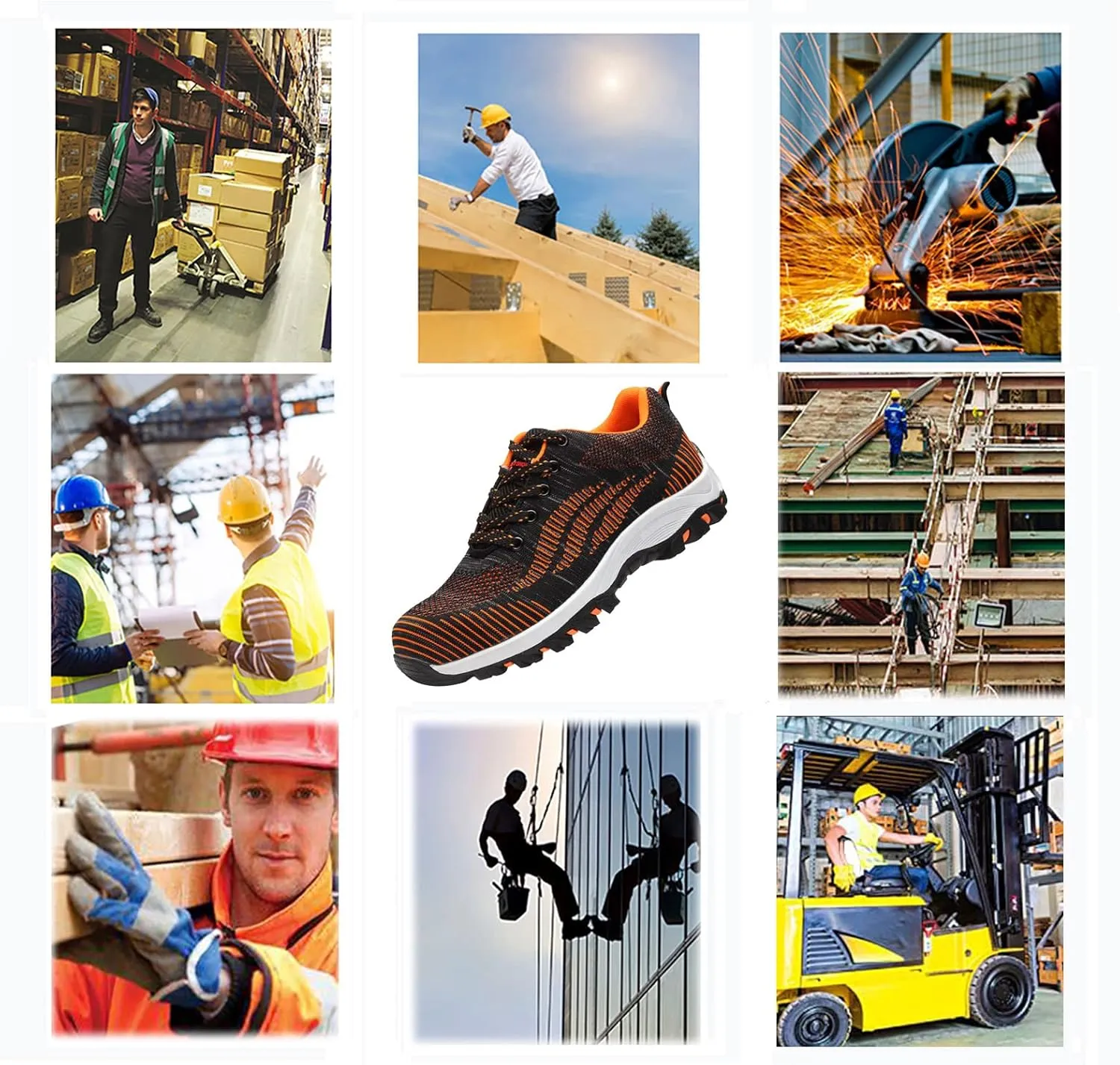 Safety Composite Toe Working Boots,Perfect for Industrial and Construction site, Slippery Kitchen，Manufacture and Warehouse use,