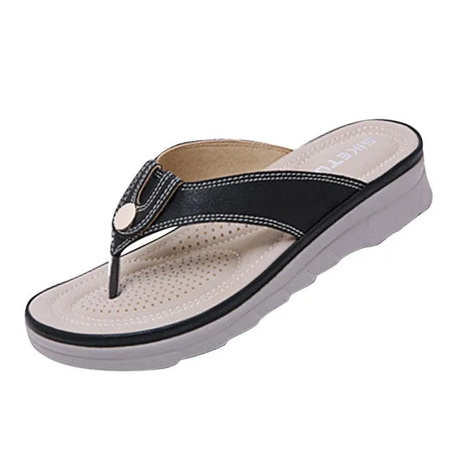 SAGACE Sandals Woman Shoes Metal Buckle Decorative Flip Flops Simple Slip Soft Bottom Noble Dignified Sandals Women Summer Shoes