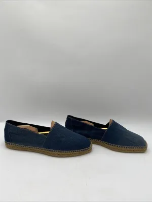 Saint Laurent Embroidered Denim Espadrilles Flats Blue Size 45 - Very Good