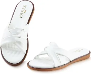 Sandals for Women 2025 Summer Beach Fashion Leather Slides X-shaped Double Straps Cute Casual Flats Dressy Comfortable Sandals