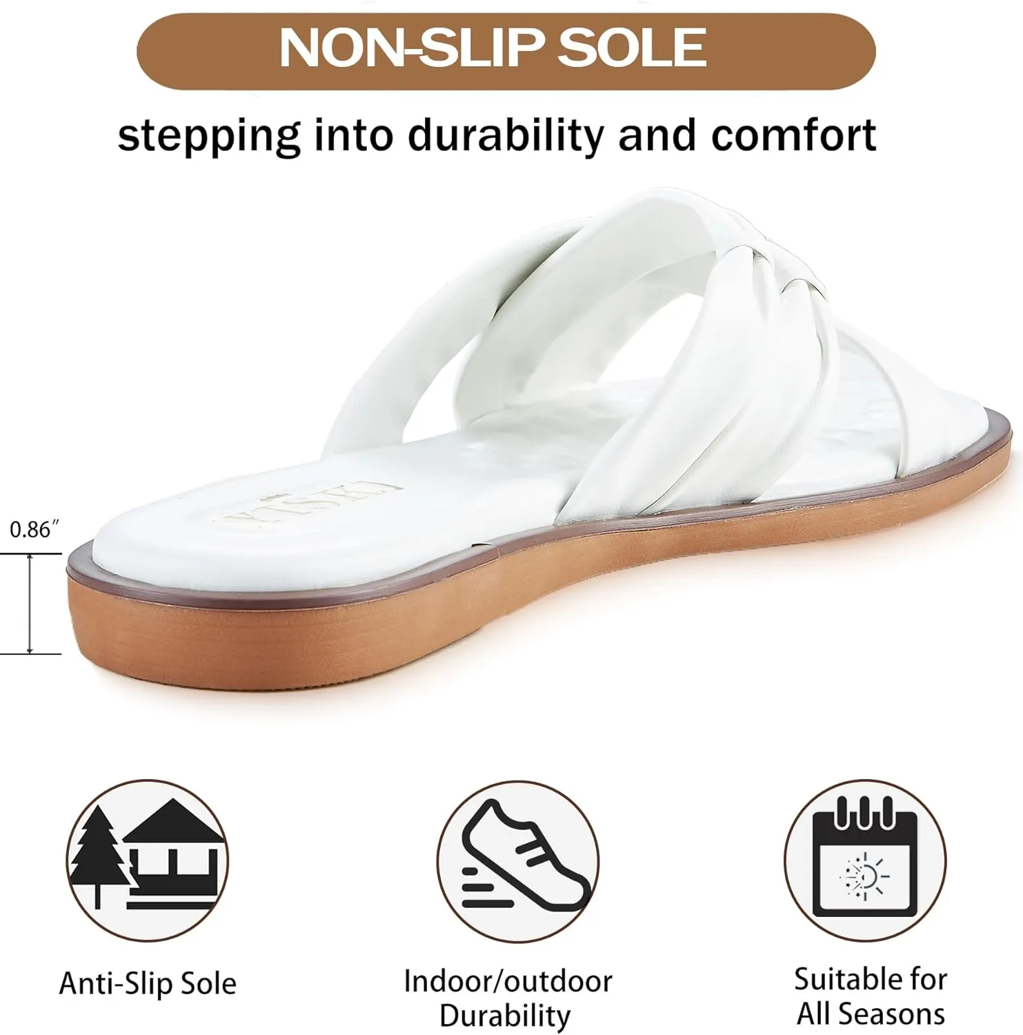 Sandals for Women 2025 Summer Beach Fashion Leather Slides X-shaped Double Straps Cute Casual Flats Dressy Comfortable Sandals