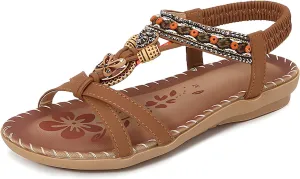 Sandals for Women Dressy Summer Flat Casual Open Toe Bohemia Sandals Lightweight Walking Shoes