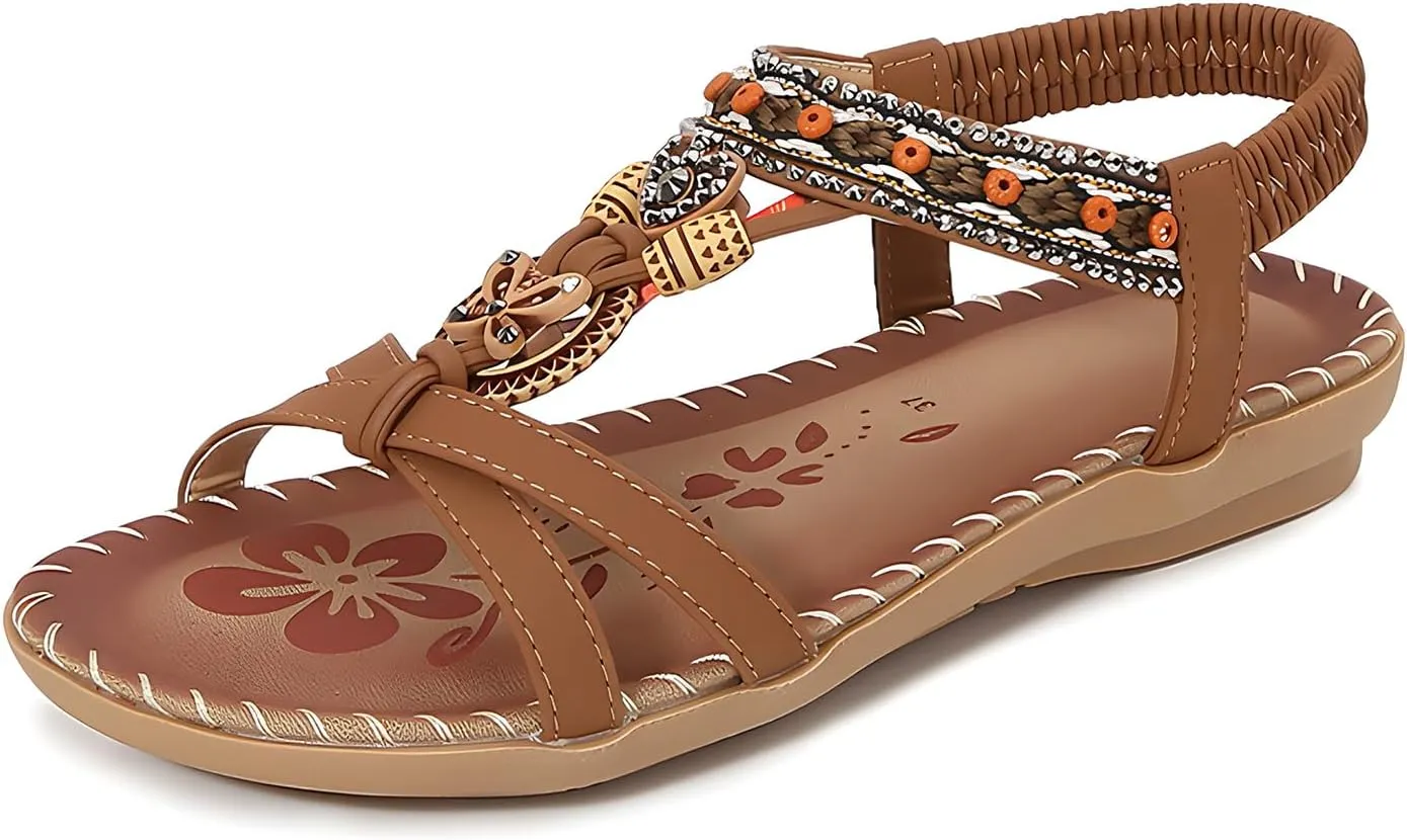 Sandals for Women Dressy Summer Flat Casual Open Toe Bohemia Sandals Lightweight Walking Shoes