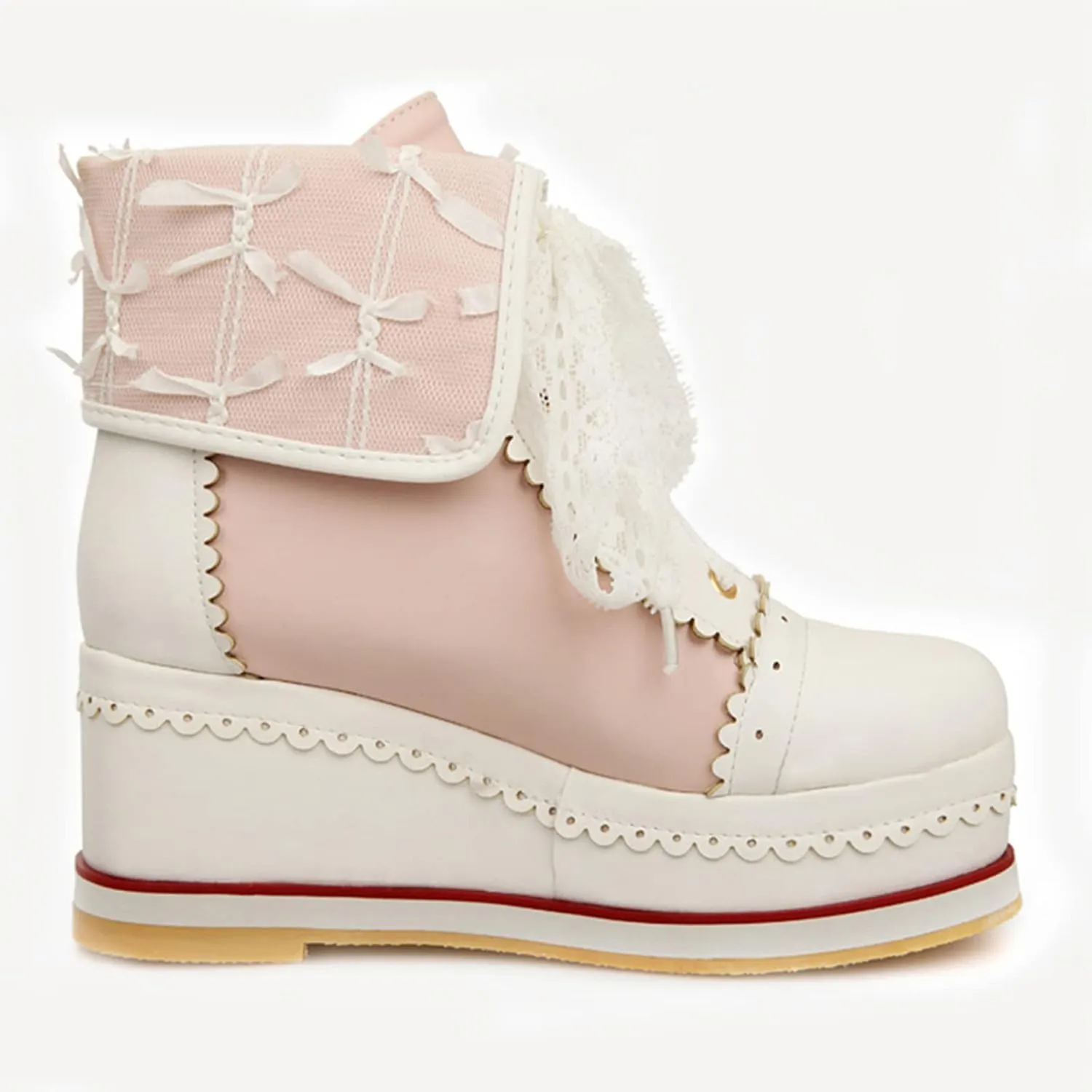 SaraIris Women's Cute Platform Boots, Lace-up Cosplay Brogue Sneakers Wedges Ankle Boots