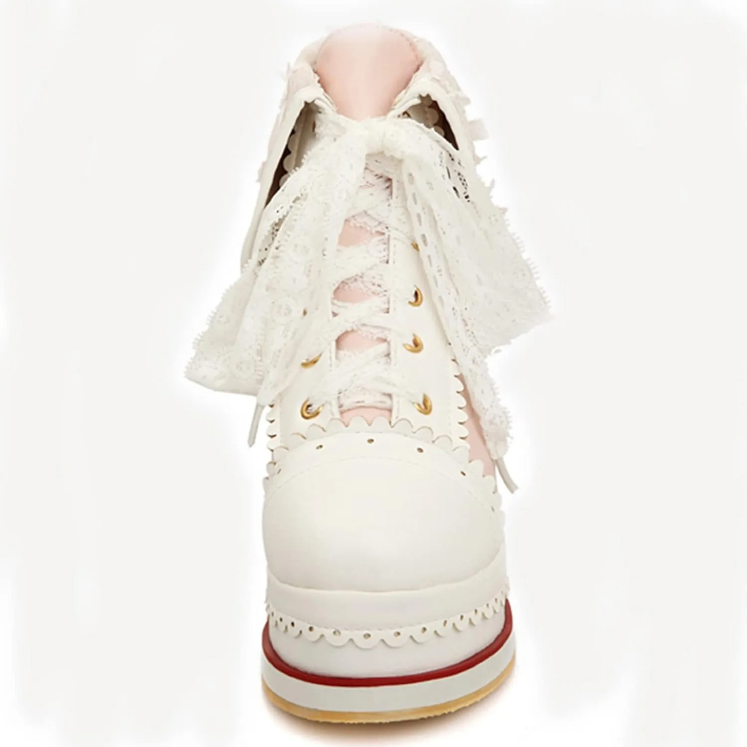 SaraIris Women's Cute Platform Boots, Lace-up Cosplay Brogue Sneakers Wedges Ankle Boots