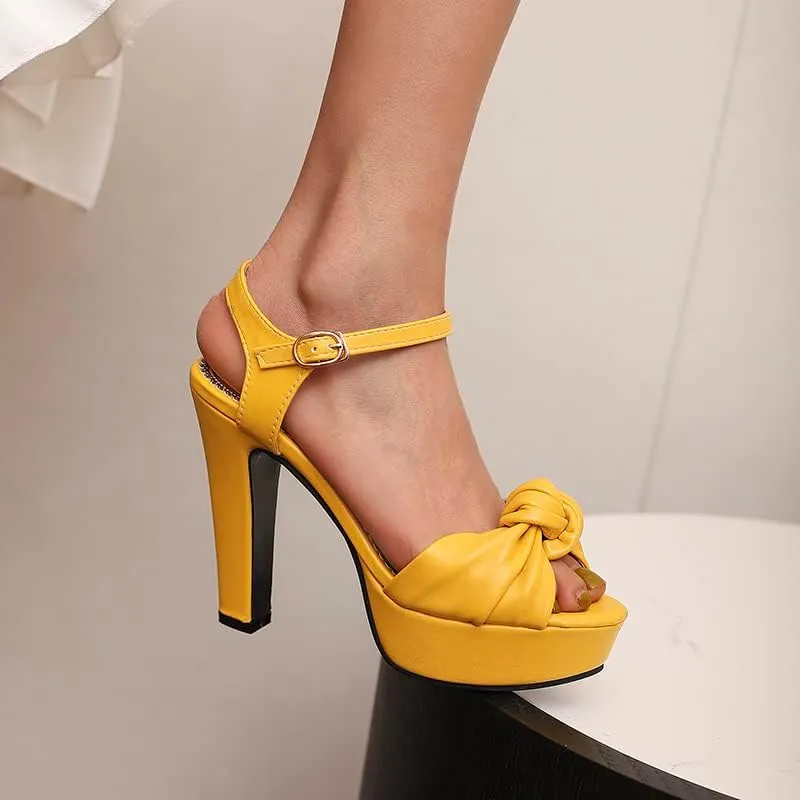 SEIFIN Platform Heels for Women Platform Sandals Bow Block Chunky High Heeled Block Open Toe Ankle Strap Sexy High Heels Wedge Sandals Evening Wedding Summer Pump Sandals Shoes