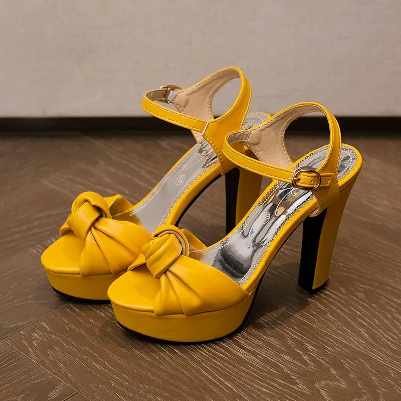 SEIFIN Platform Heels for Women Platform Sandals Bow Block Chunky High Heeled Block Open Toe Ankle Strap Sexy High Heels Wedge Sandals Evening Wedding Summer Pump Sandals Shoes