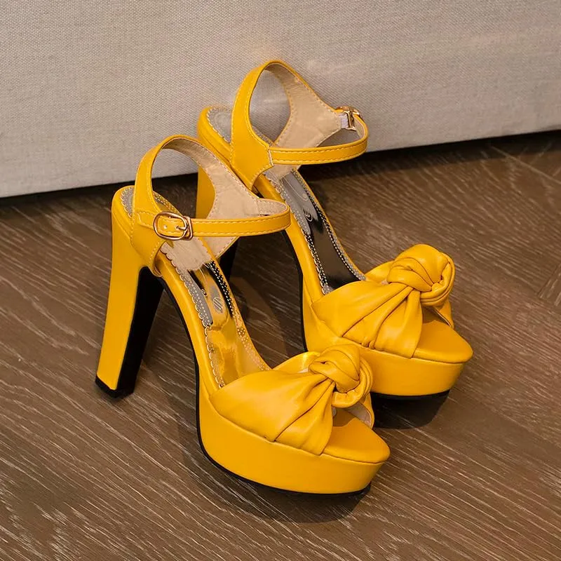 SEIFIN Platform Heels for Women Platform Sandals Bow Block Chunky High Heeled Block Open Toe Ankle Strap Sexy High Heels Wedge Sandals Evening Wedding Summer Pump Sandals Shoes