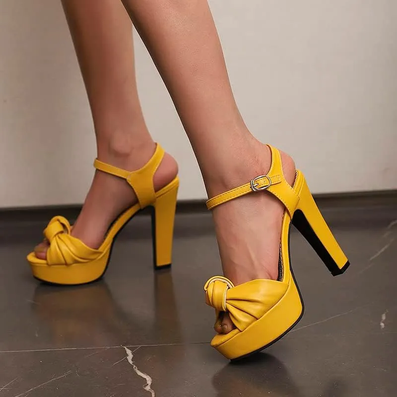 SEIFIN Platform Heels for Women Platform Sandals Bow Block Chunky High Heeled Block Open Toe Ankle Strap Sexy High Heels Wedge Sandals Evening Wedding Summer Pump Sandals Shoes