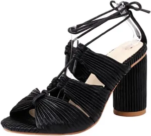 SEIFIN Women's Chunky Strappy Sandals Lace Up Open Toe Ankle Wrap Block High Heels for Women Tie Up Gladiator Sexy Heels for Prom Party Shoes