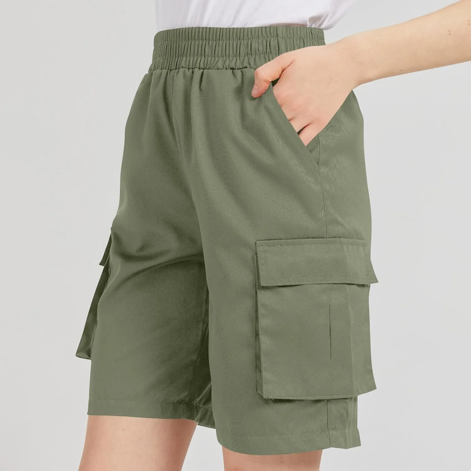 Shorts for Women Lightweight Hiking Bermuda Cargo Shorts Comfy High Waisted Wide Leg Bottoms Fashion Summer Outfits