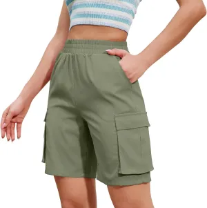 Shorts for Women Lightweight Hiking Bermuda Cargo Shorts Comfy High Waisted Wide Leg Bottoms Fashion Summer Outfits