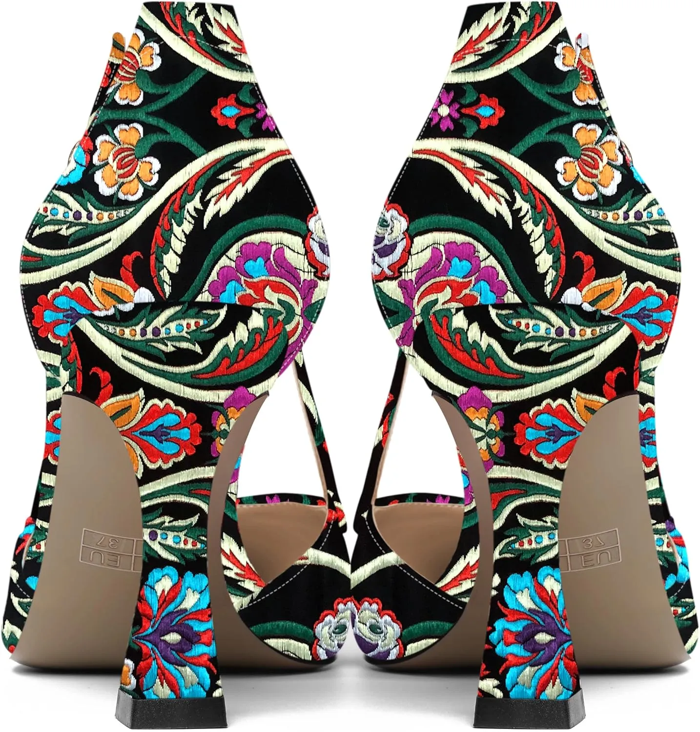 SHOWFOREST Womens Dress Pointed Toe Patent Slip On Adjustable Strap Spool High Heel Pumps Shoes 3.3 Inch