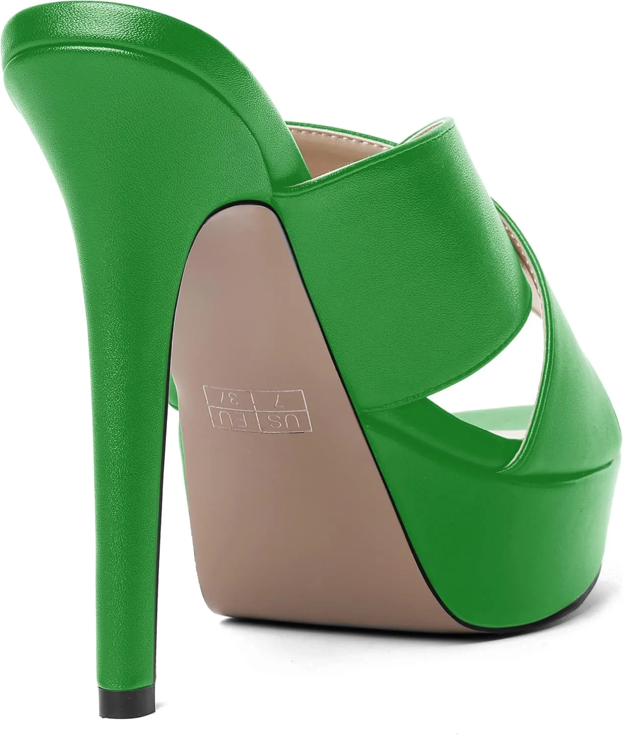 SHOWFOREST Womens Round Toe Fashion Dating Slip On Solid Open Toe Matte Stiletto High Heel Heeled Sandals 5 Inch