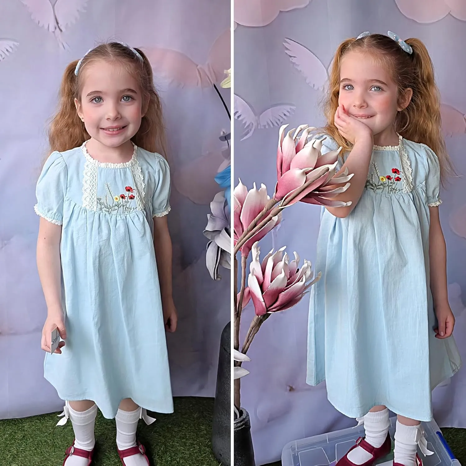 Simplee kids Baby Girl Dress Toddler Casual Dresses Summer Solid Color Floral Girl Clothes