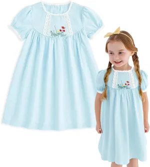 Simplee kids Baby Girl Dress Toddler Casual Dresses Summer Solid Color Floral Girl Clothes