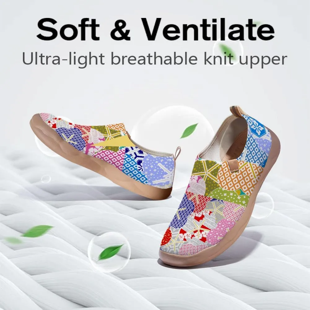 Slip On Loafers for Women Art Painted Knit Casual Shoes Lightweight Comfort Travel Sneaker